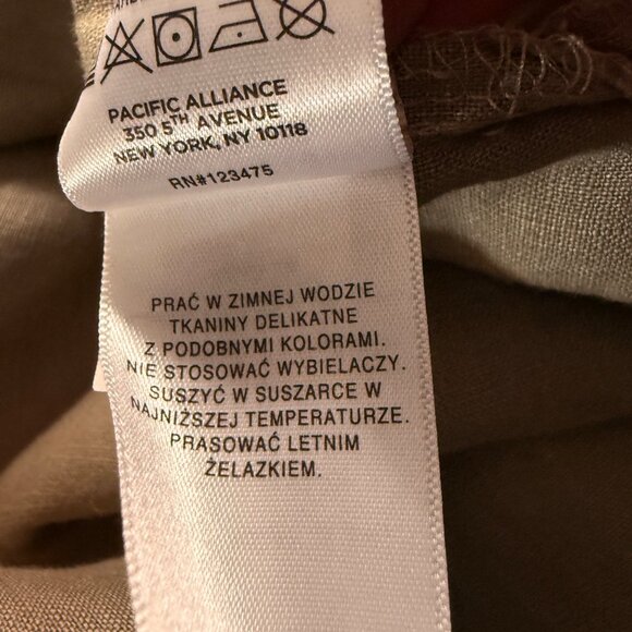 Ellen Tracy size M 100% linen army green decorative zip front short sleeve top - Picture 9 of 10